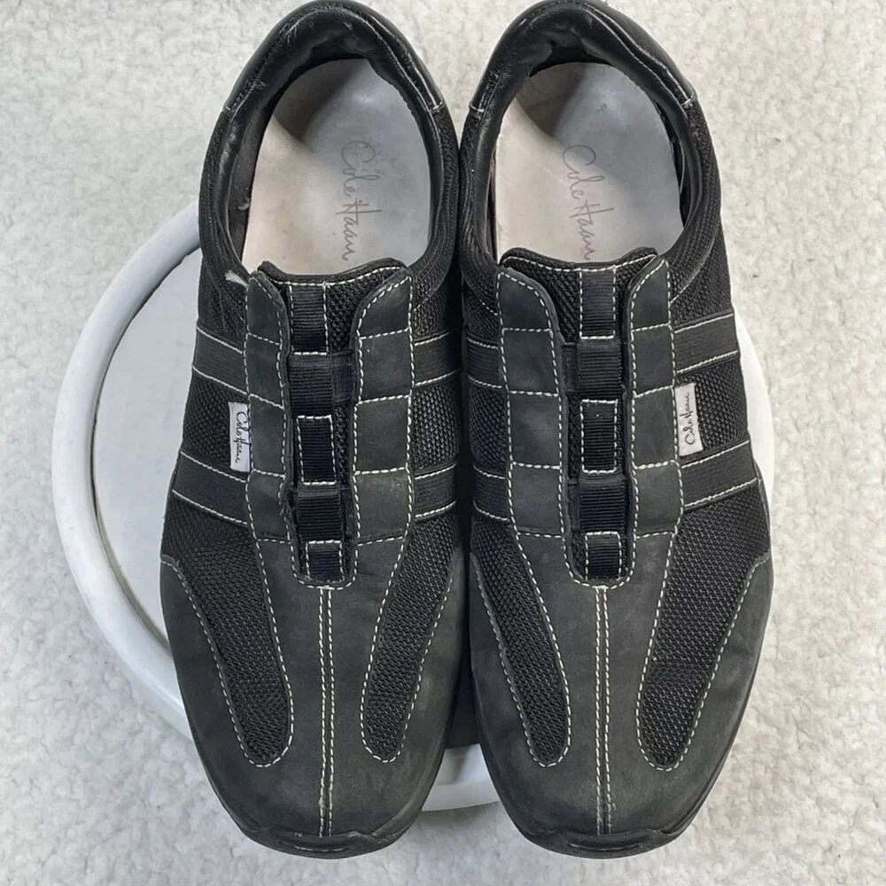 Cole Haan Sneakers Womens Size 7B Black Nike Air Soles Slip On Comfort Shoes